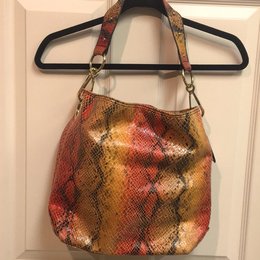 Vegan Multicolor Snake Print Shoulder Bag